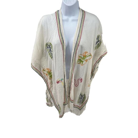 Soft Surroundings Kimono Duster Wrap Cover-up Floral Embroidery One Size - Picture 1 of 12